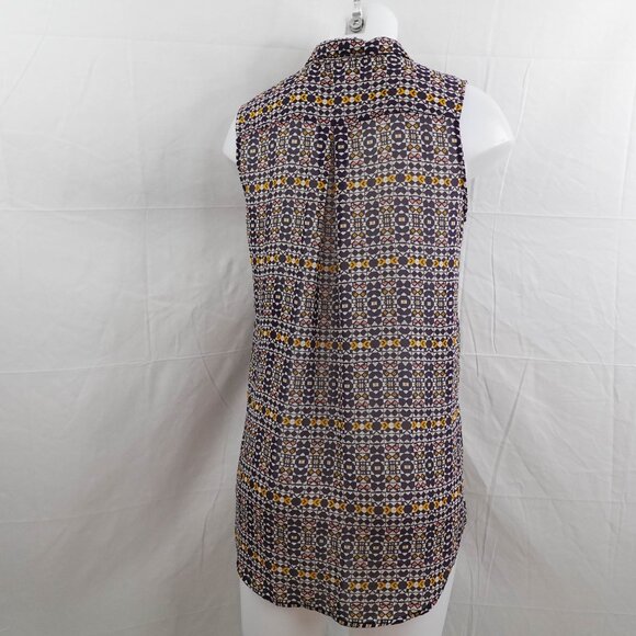 Womens Top 6  Blue Sheer Flowy Career Statement Classic Capsule Preppy Indie - Picture 4 of 12